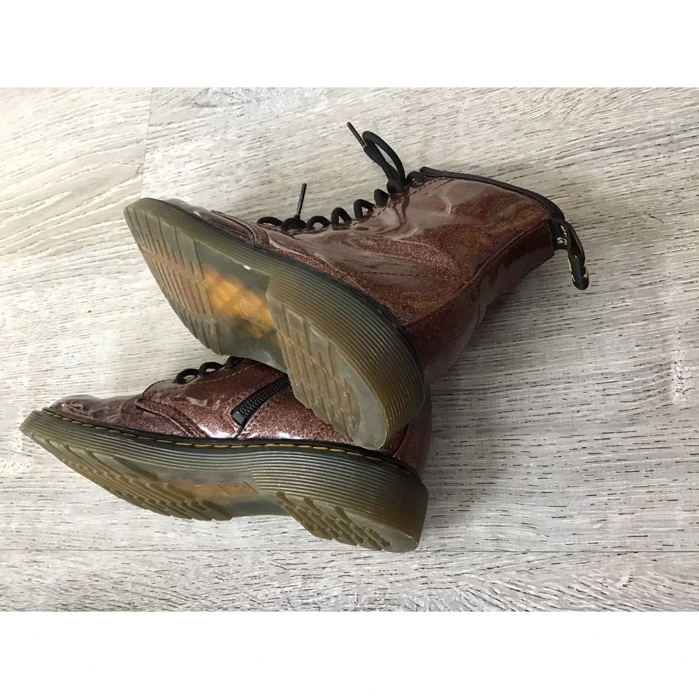 Dr. Martens Youth Boots Girls Size 4 Mauve Glitter Rays 1460 J Combat Boots Zip